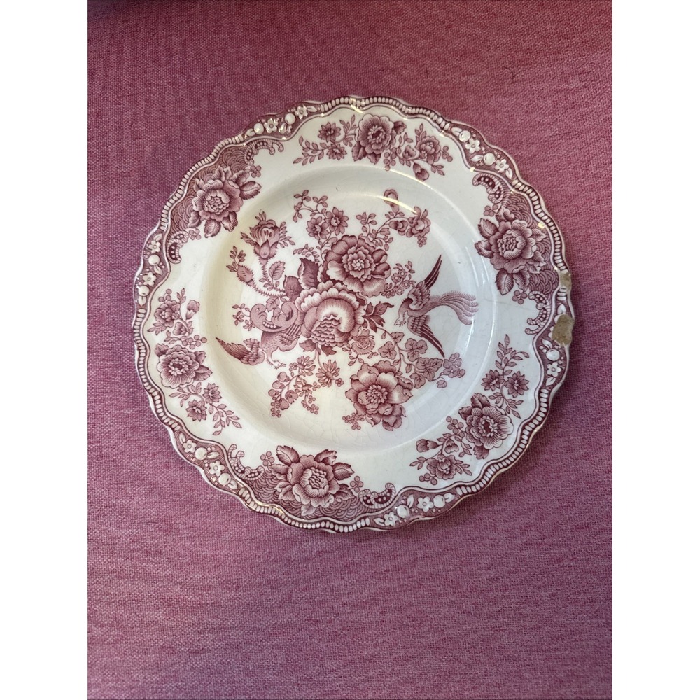 Crown Ducal Bristol Luncheon Plate Pink Red 7.75" Made In England